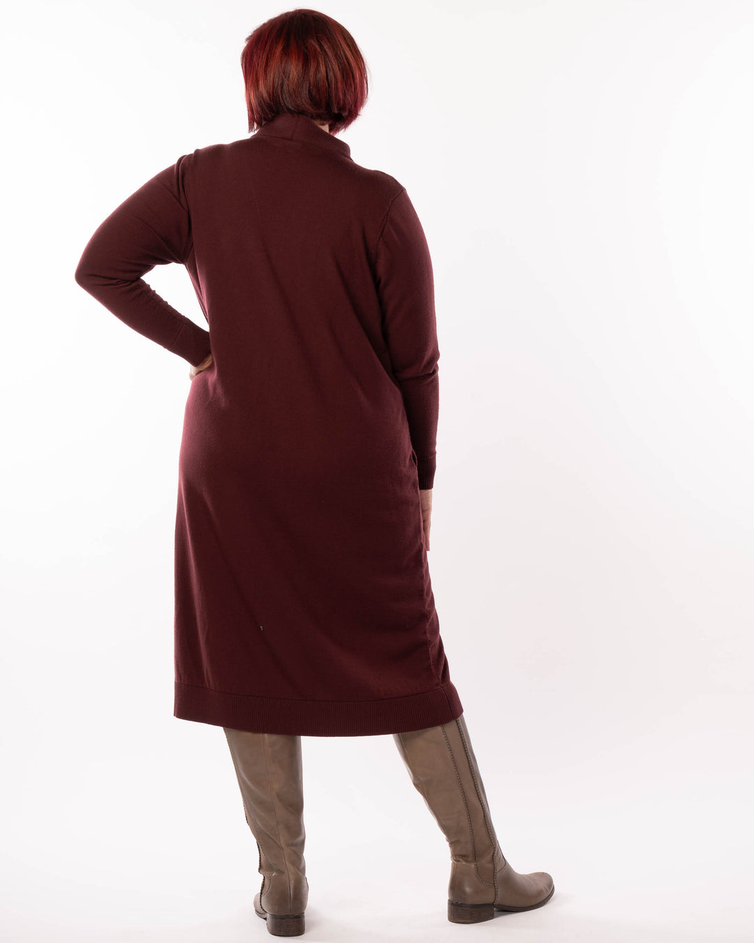 Adore You Merino Cardigan Dress - Wine -