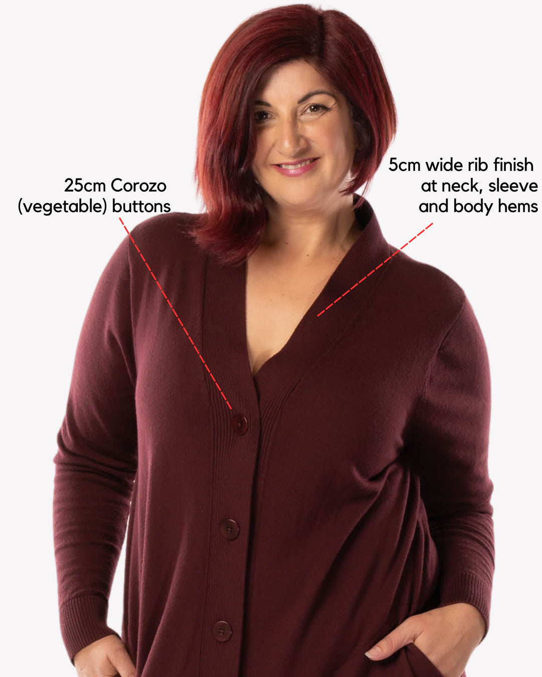 Adore You Merino Cardigan Dress - Wine -