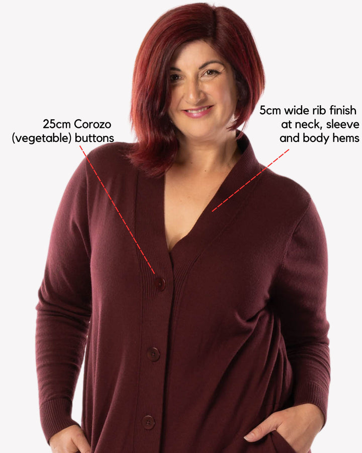 Adore You Merino Cardigan Dress - Wine -