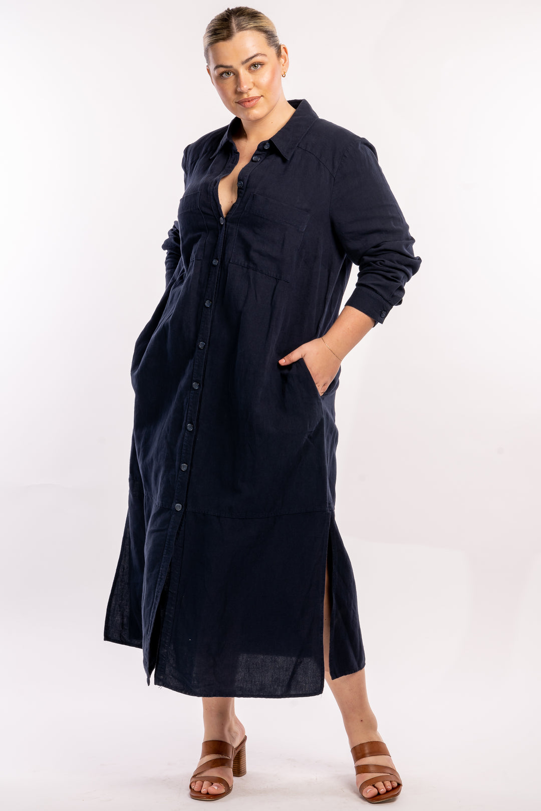 Sweet Dreams Linen Maxi Dress - Navy - Only available in XS & M