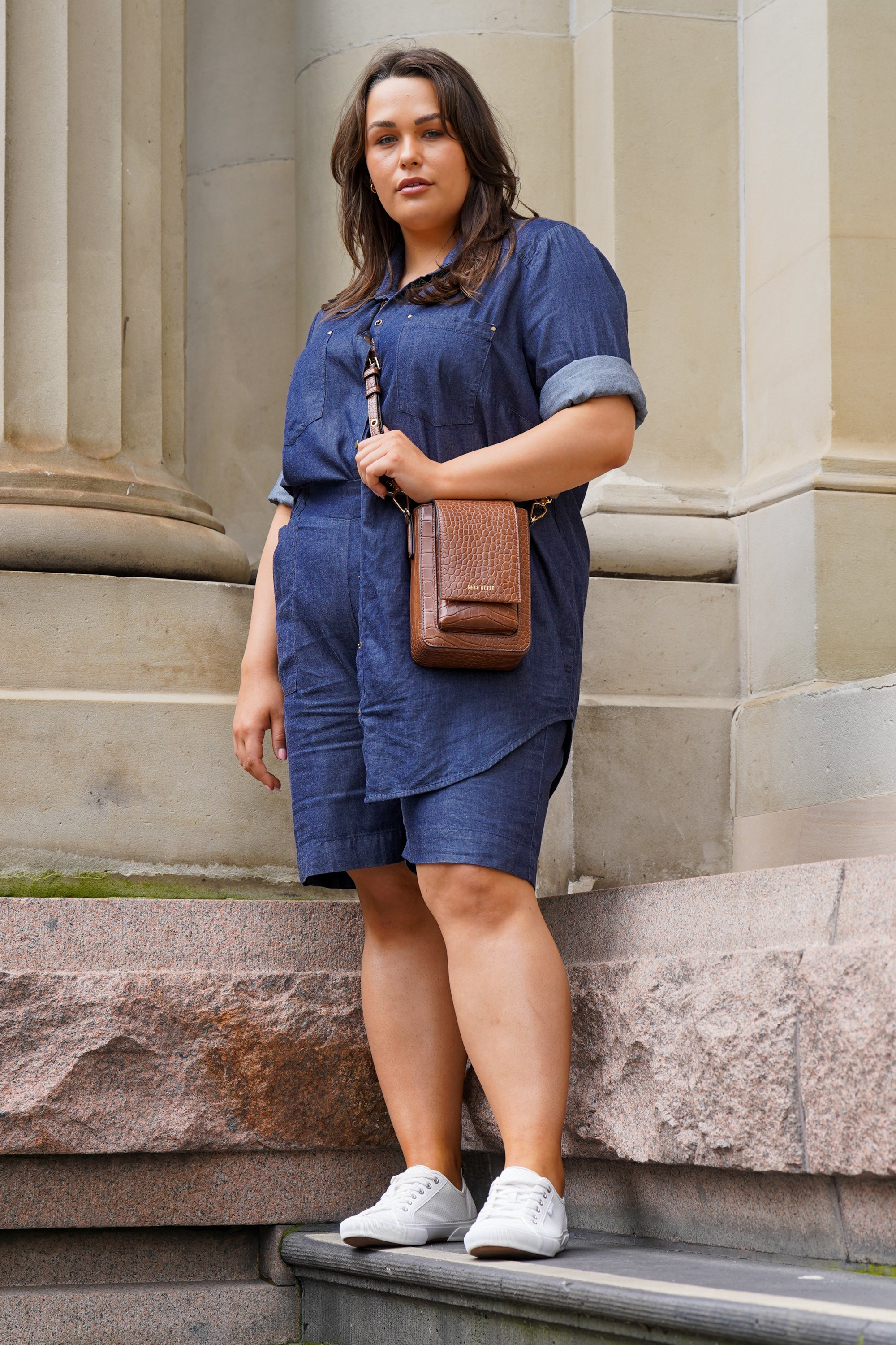 Plus size chambray shorts sales