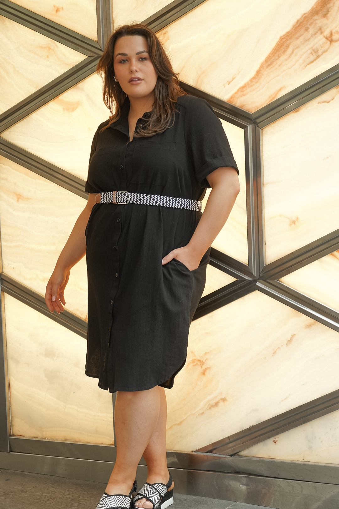 It's Alright Linen Short Sleeve Dress - Black - AVAILABLE IN M ONLY