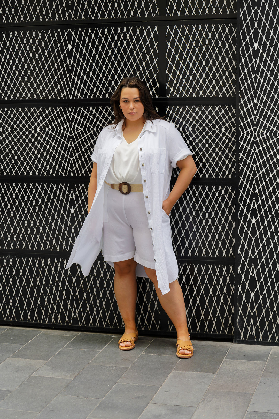 It's Alright Linen Short Sleeve Dress - White