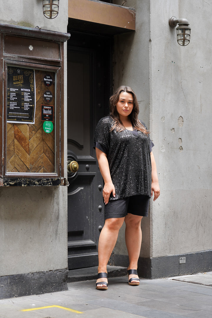 Tomorrow Never Comes Longline Linen Short - Black