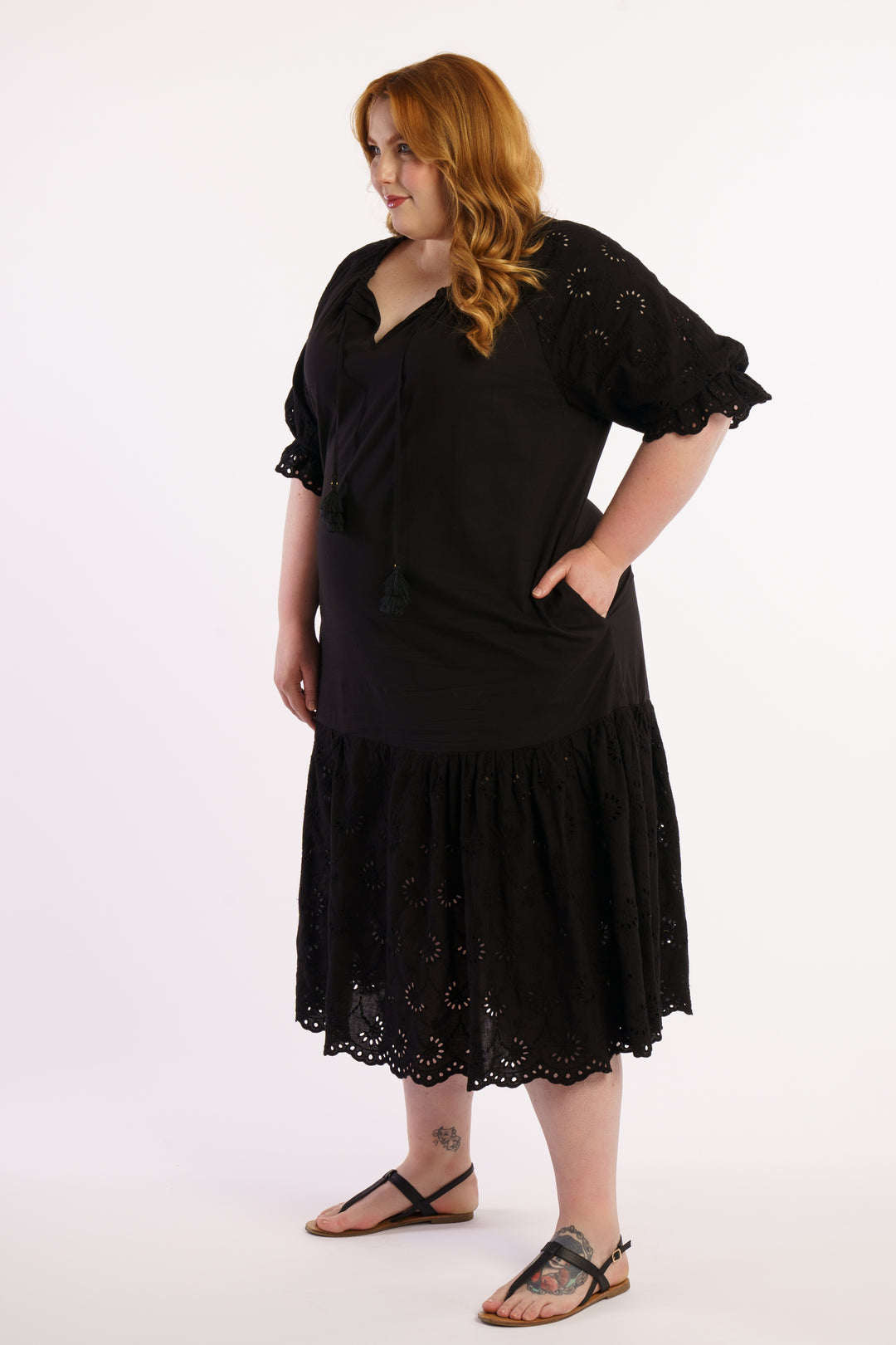 Summer Breeze Broidery Dress - Black - LAST ONES -  S (14/16)