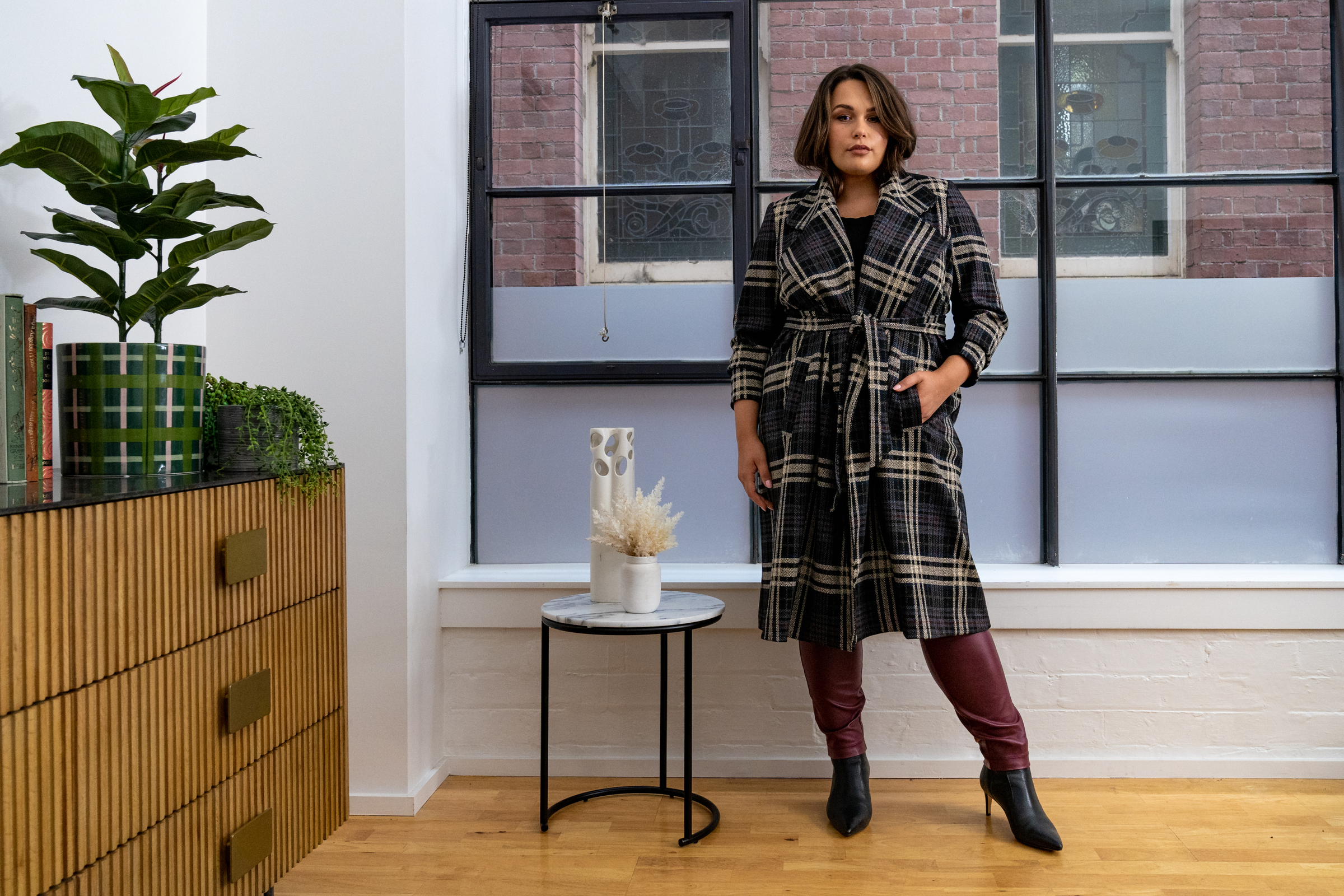 Plus size 2025 black dress coat