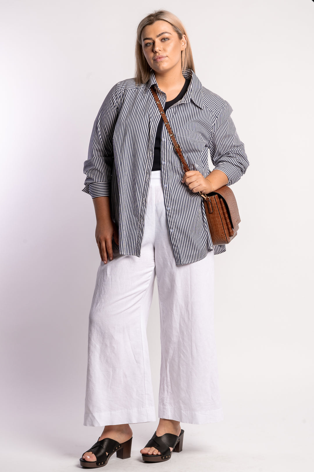 Here Comes The Sun Wide Leg Linen Pant - White