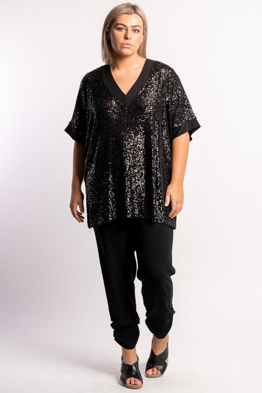 Harlow Embroidered Top Black