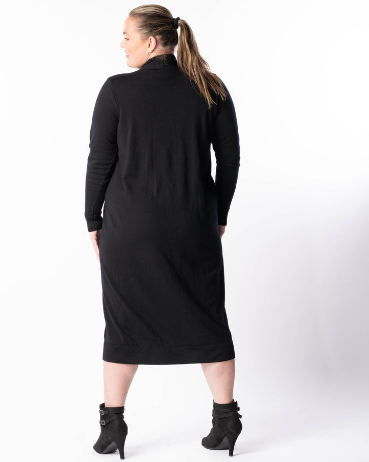 Adore You Merino Cardigan Dress - Black