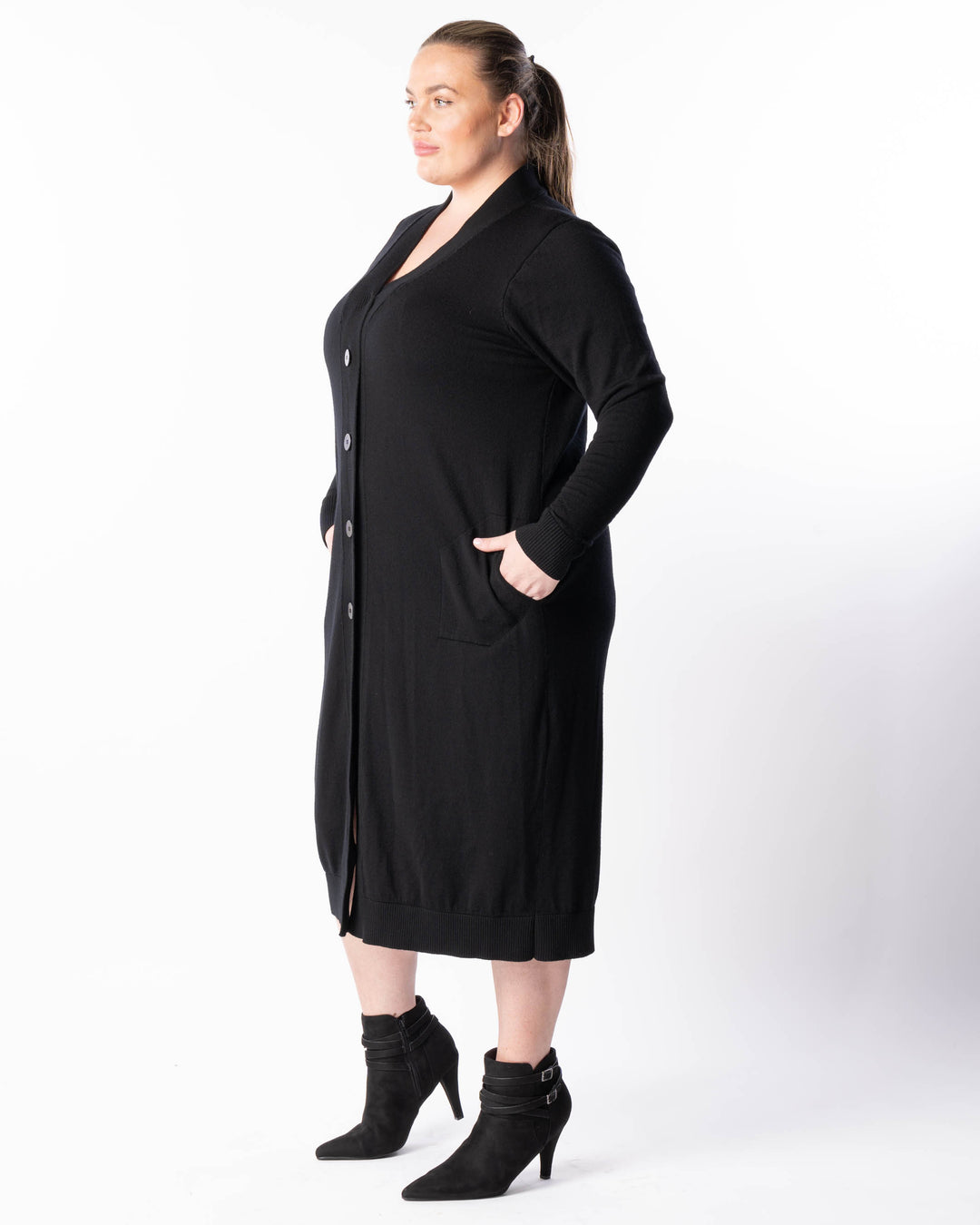 Adore You Merino Cardigan Dress - Black