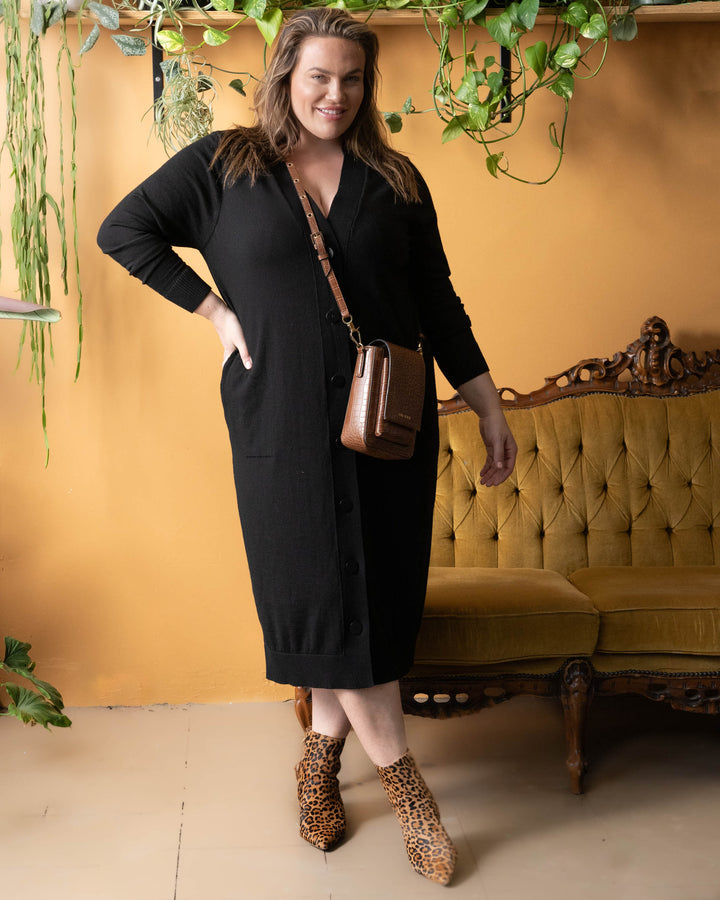 Adore You Merino Cardigan Dress - Black