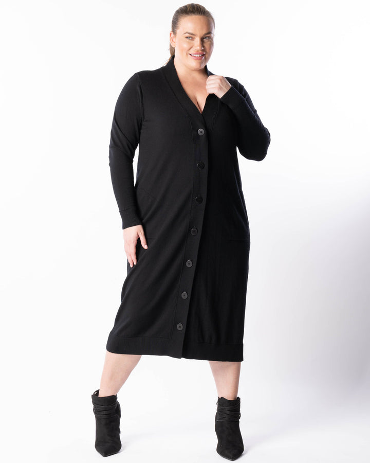 Adore You Merino Cardigan Dress - Black