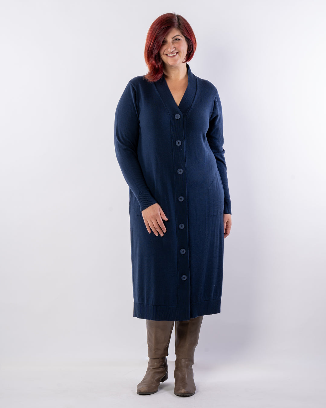 Adore You Merino Cardigan Dress - Indigo