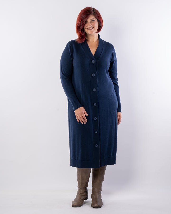 Adore You Merino Cardigan Dress - Indigo