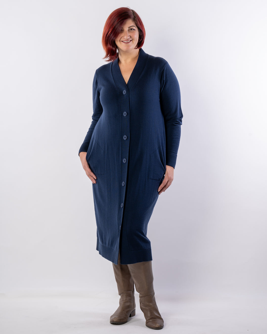 Adore You Merino Cardigan Dress - Indigo