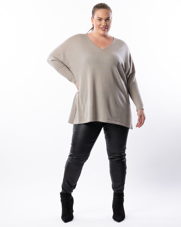 All I Really Want Oversized V-neck Merino Wool Knit - Oatmeal