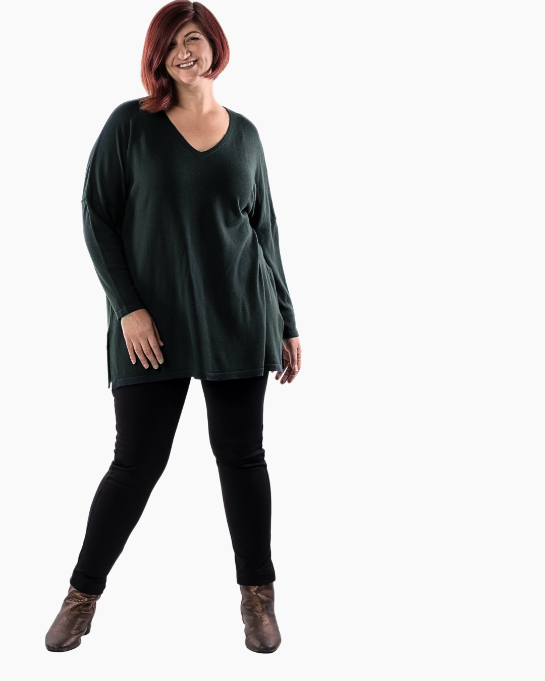 All I Really Want Oversized V-neck Merino Wool Knit - Hunter Green