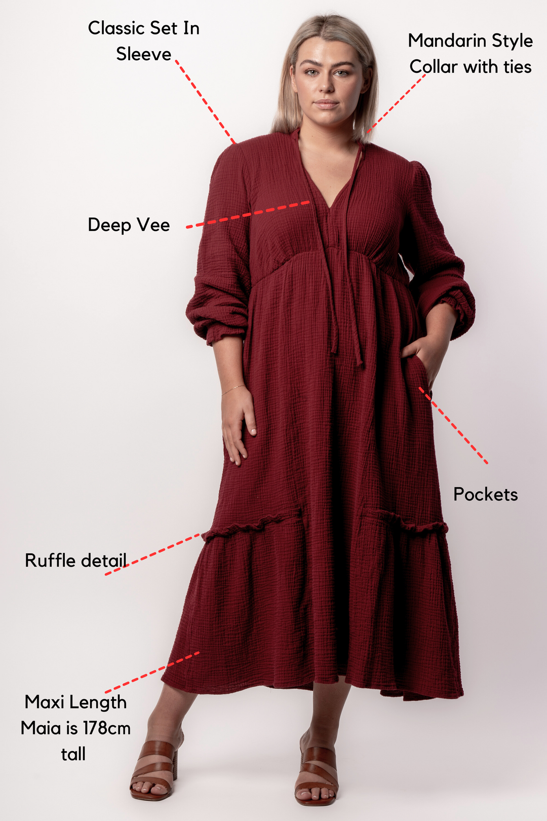 Sisters Of The Moon Maxi Dress - Merlot