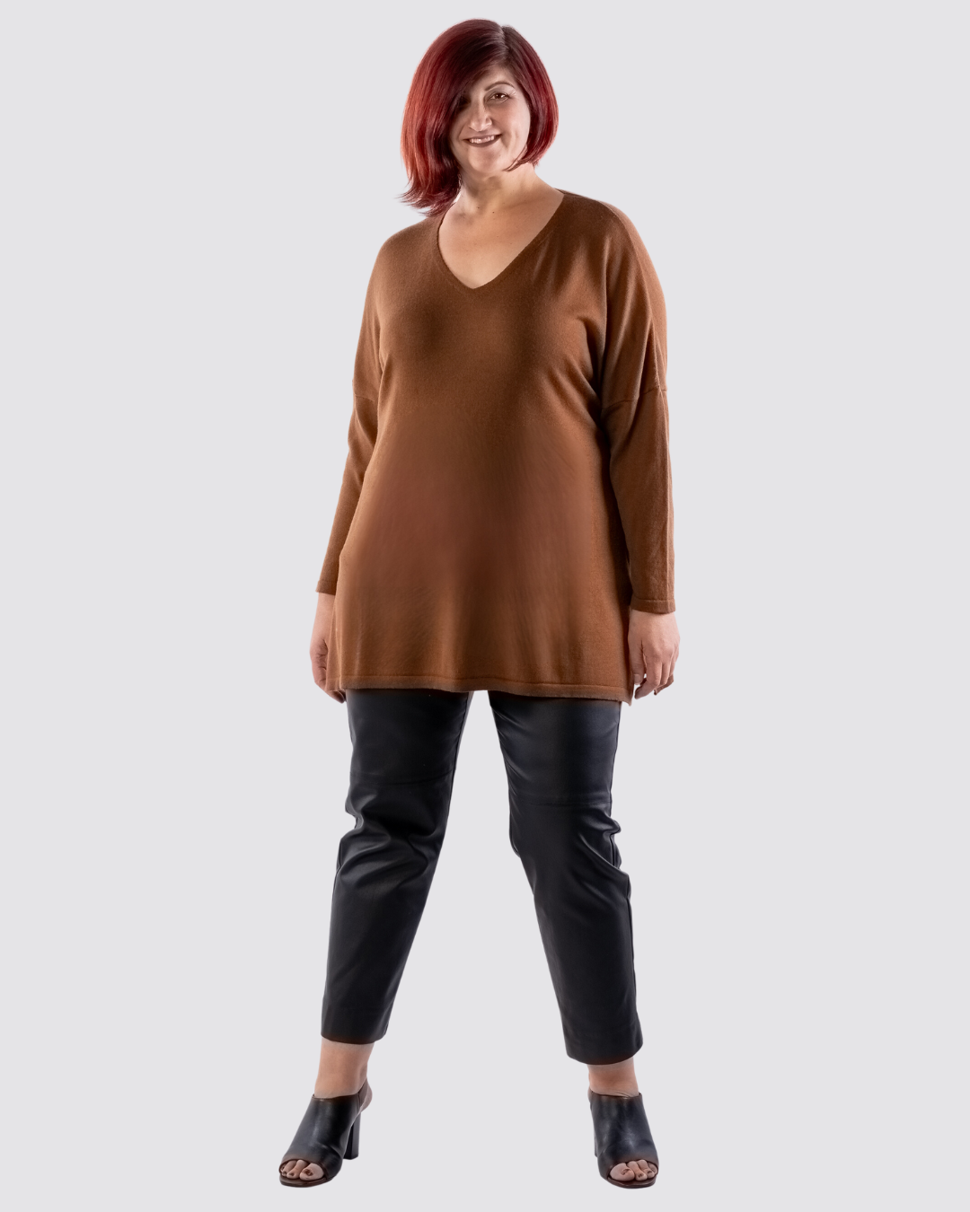 All I Really Want Oversized V-neck Merino Wool Knit - Caramel