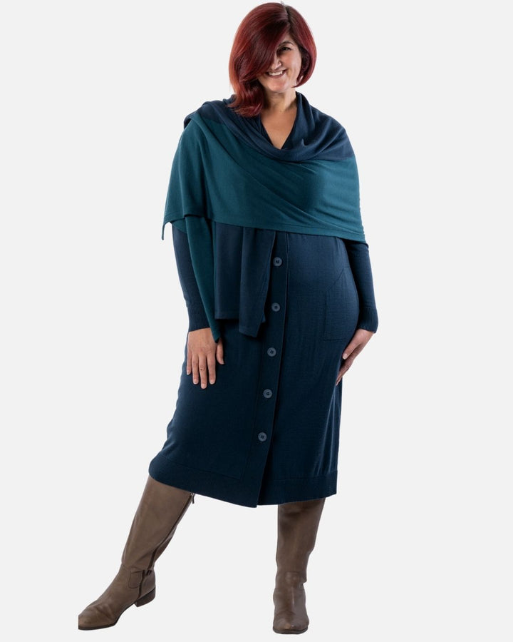 New Beginning Two Tone Australian Merino Scarf - Teal/Indigo - LAST ONES