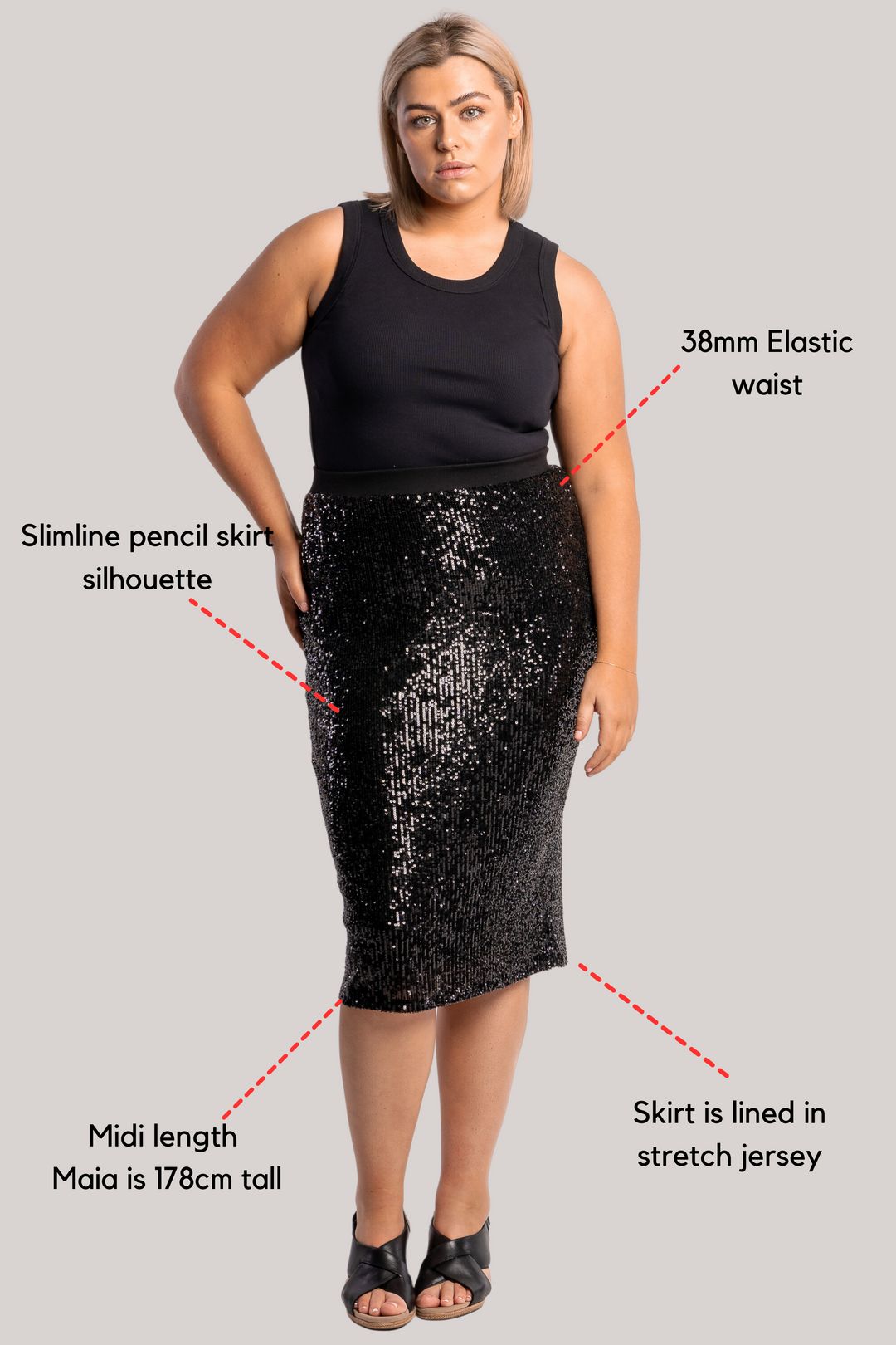 Born To Be Alive Sequin Skirt - Black