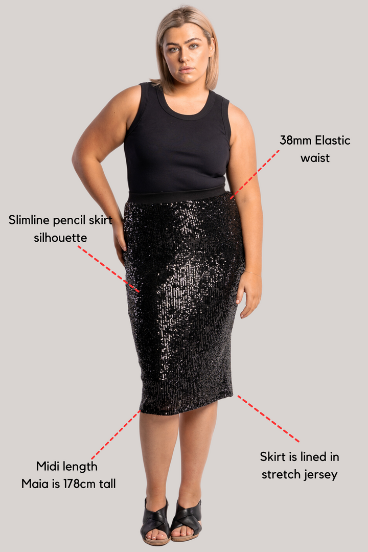 Born To Be Alive Sequin Skirt - Black