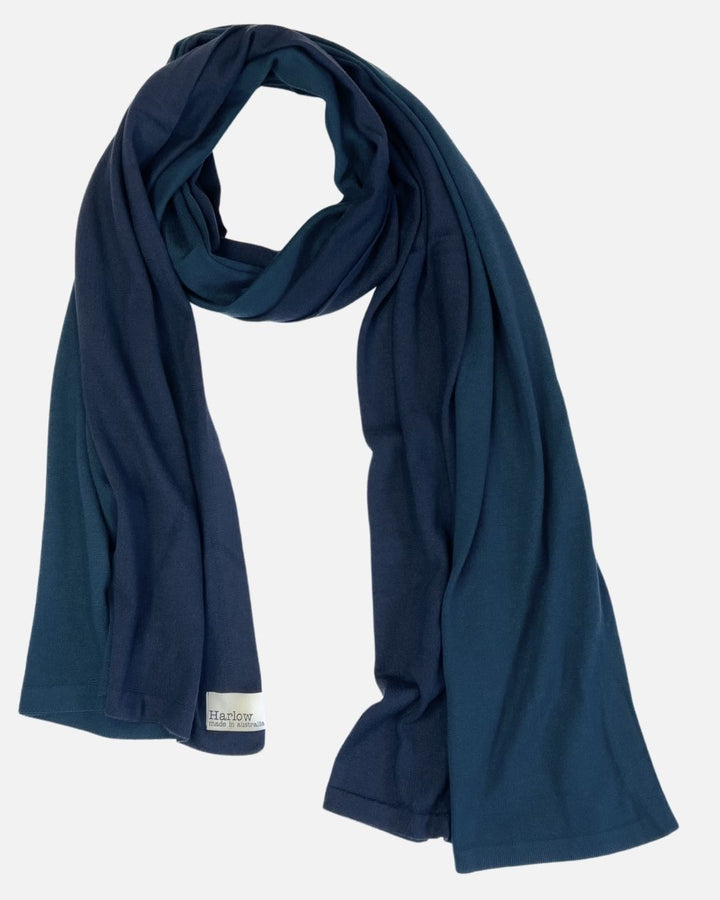New Beginning Two Tone Australian Merino Scarf - Teal/Indigo - LAST ONES