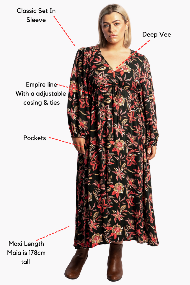 Heaven Is Here Maxi  -  Deep Green Wildflower - LAST 2 - SIZE XS (12/14) and S (14/16)
