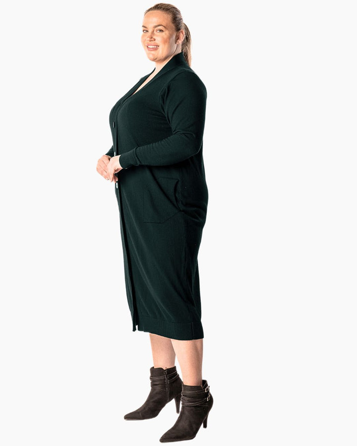 Adore You Merino Cardigan Dress - Hunter Green