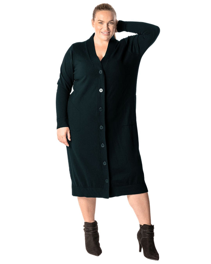 Adore You Merino Cardigan Dress - Hunter Green