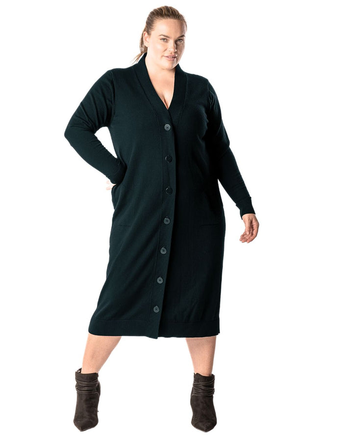 Adore You Merino Cardigan Dress - Hunter Green