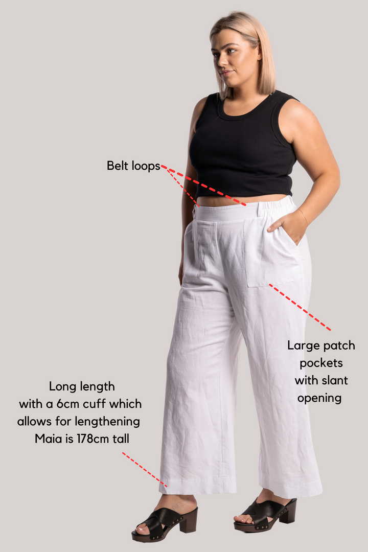 Here Comes The Sun Wide Leg Linen Pant - White