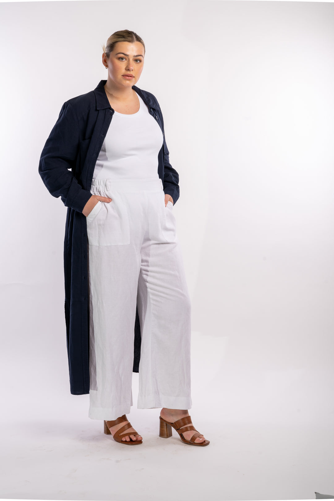 Here Comes The Sun Wide Leg Linen Pant - White