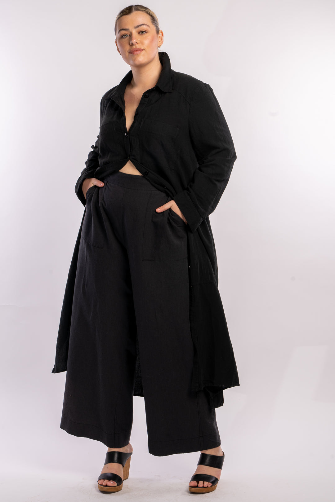 Here Comes The Sun Wide Leg Linen Pant - Black