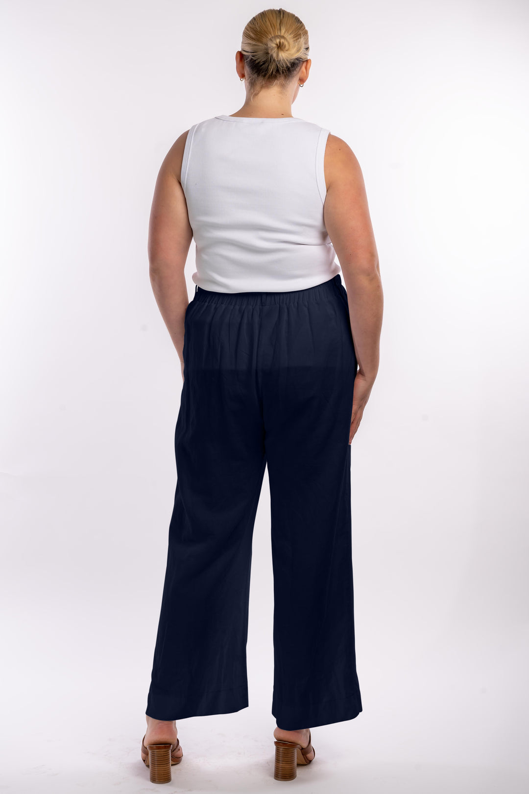 Here Comes The Sun Wide Leg Linen Pant - Navy