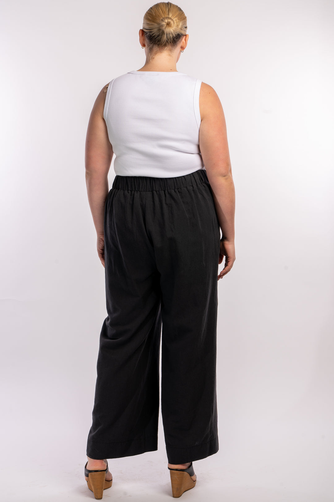 Here Comes The Sun Wide Leg Linen Pant - Black