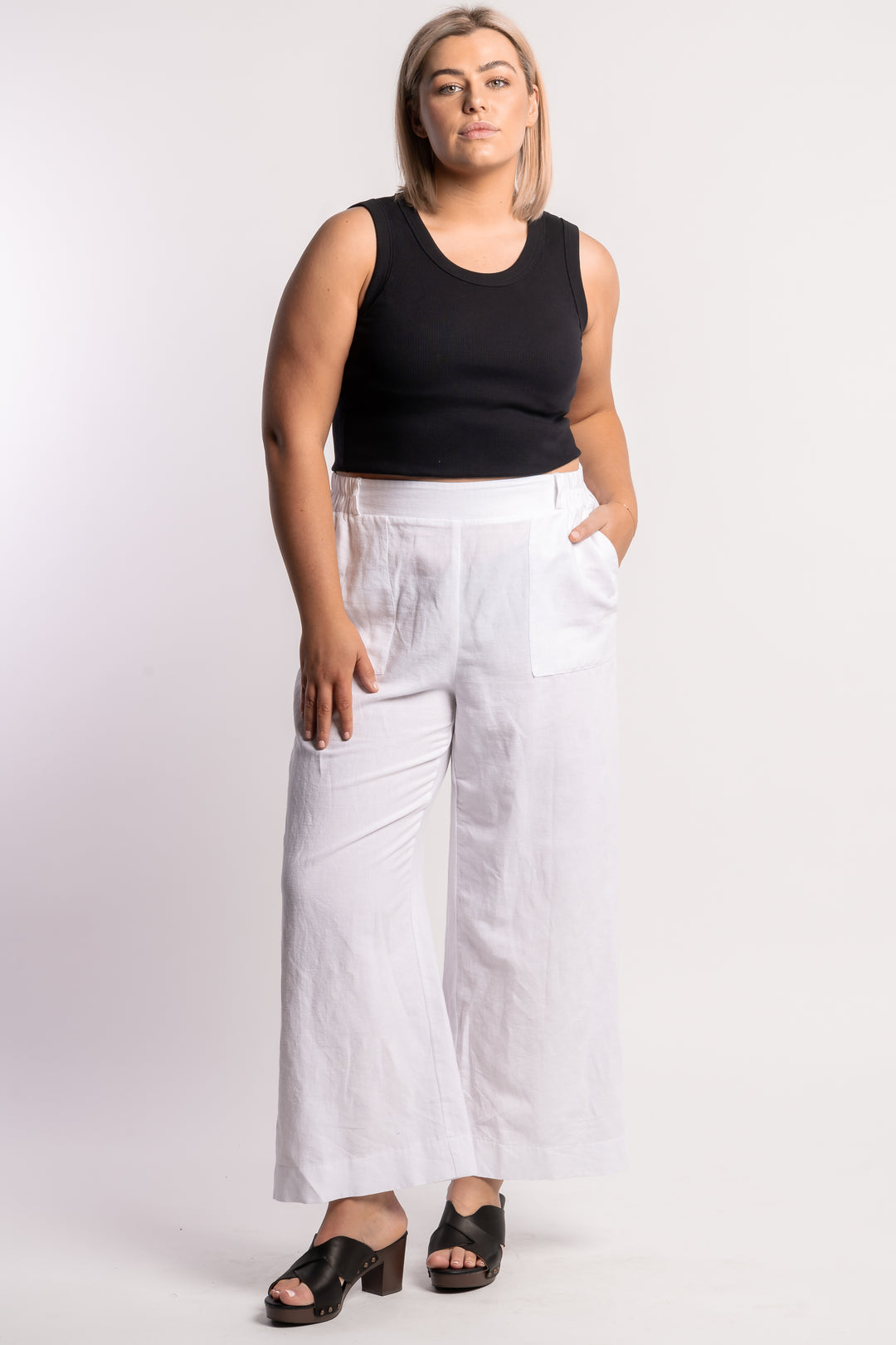 Here Comes The Sun Wide Leg Linen Pant - White