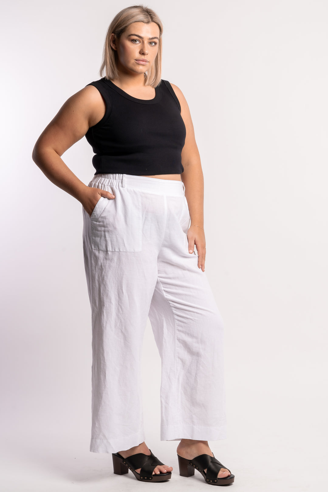 Here Comes The Sun Wide Leg Linen Pant - White