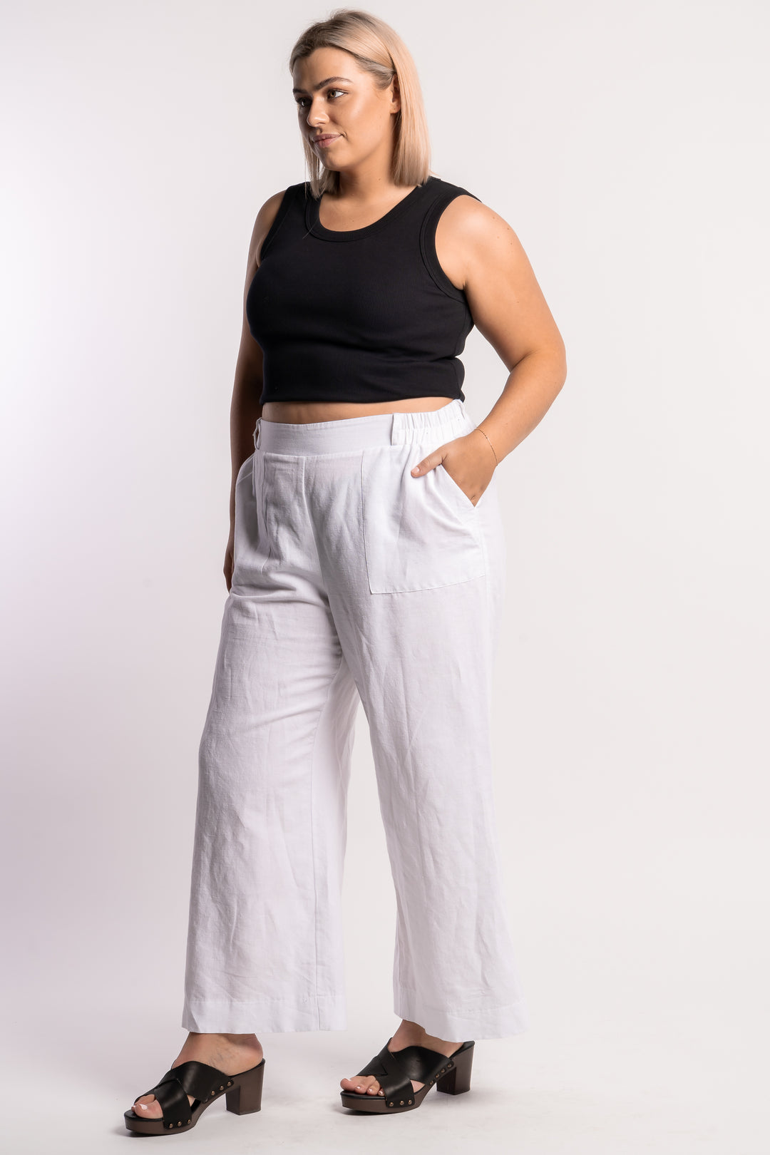 Here Comes The Sun Wide Leg Linen Pant - White