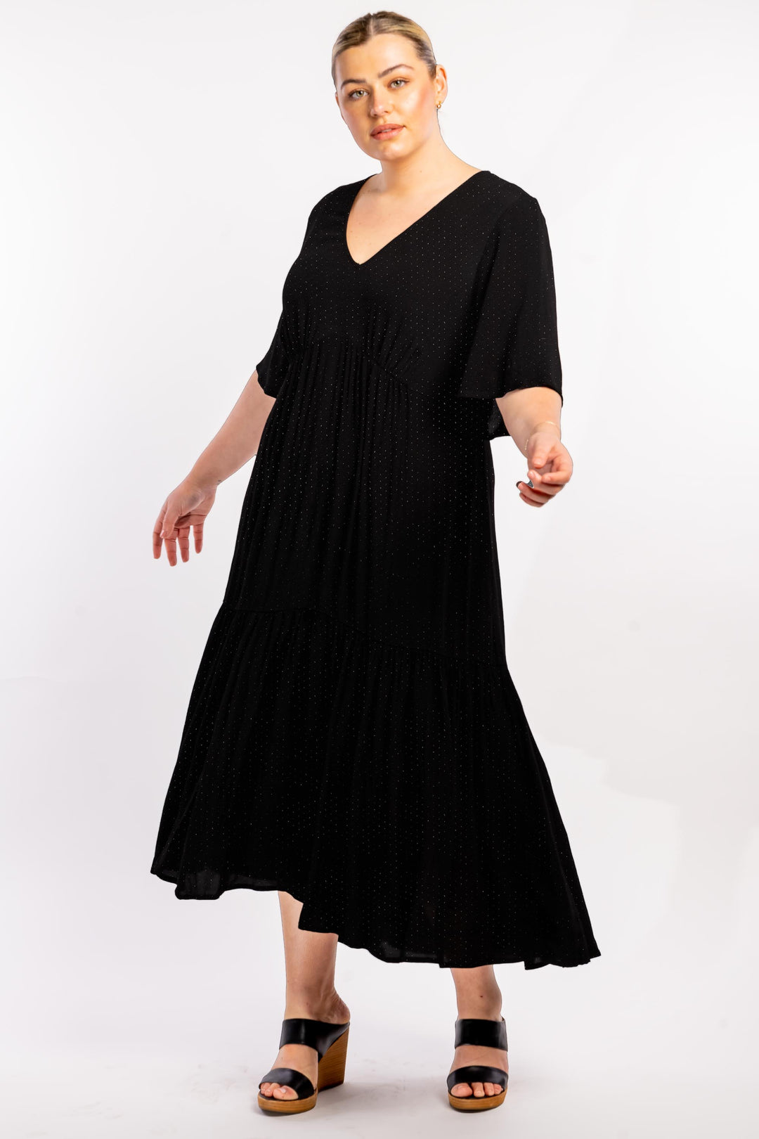 Babooshka Maxi Dress - Black Dobby