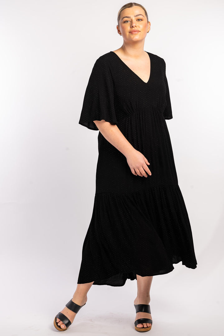 Babooshka Maxi Dress - Black Dobby