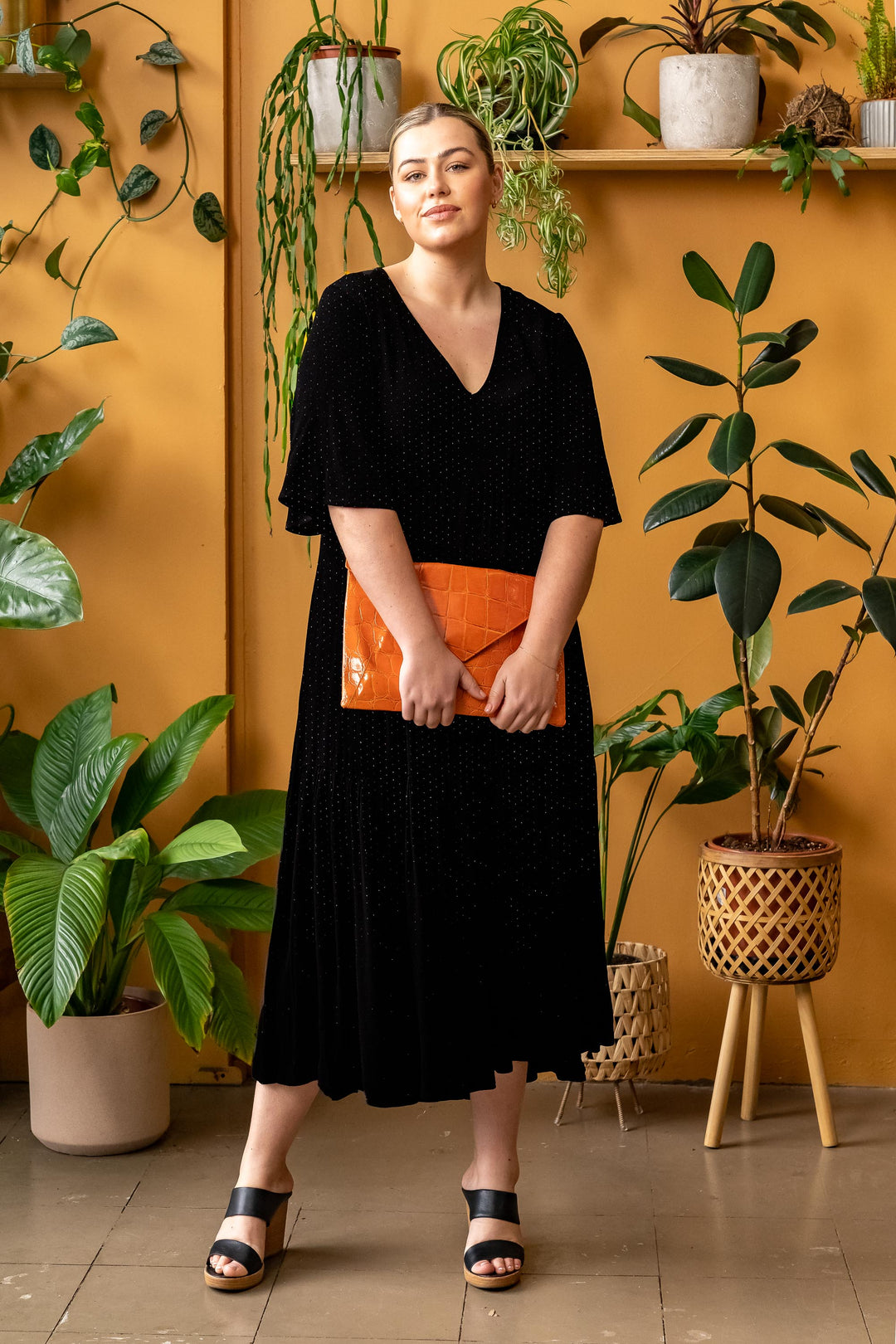 Babooshka Maxi Dress - Black Dobby