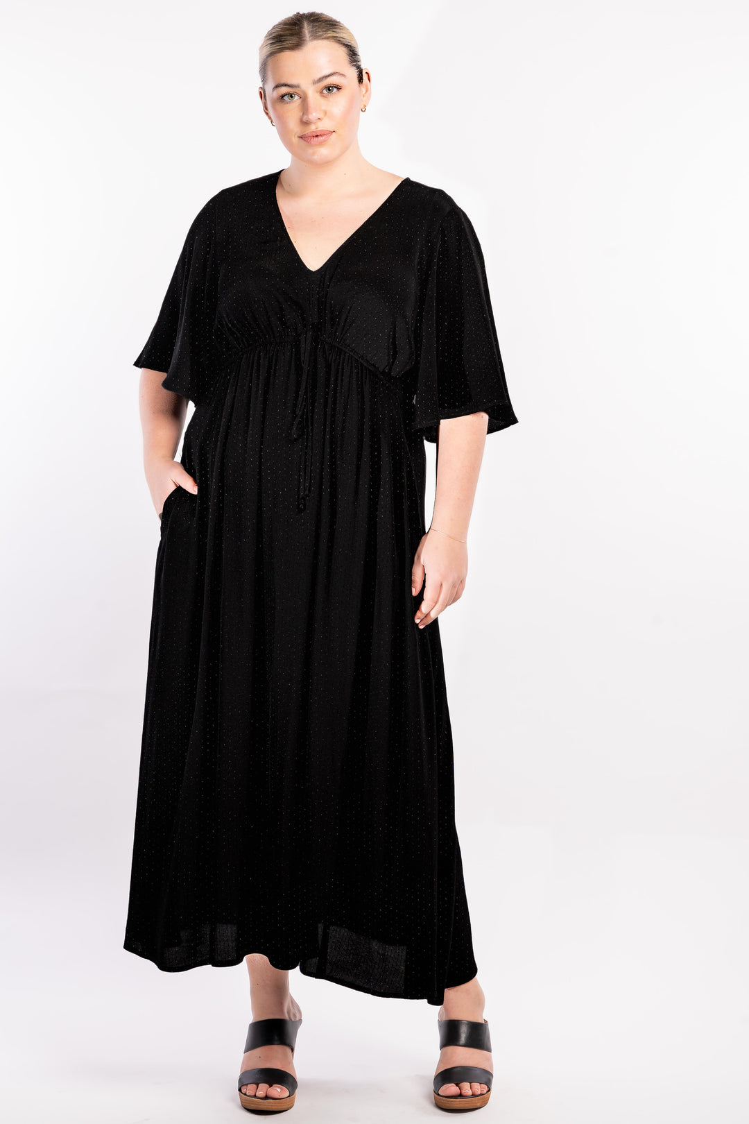 Fields Of Joy Maxi Dress - Black Dobby