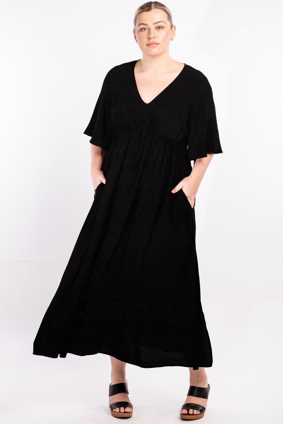 Fields Of Joy Maxi Dress - Black Dobby