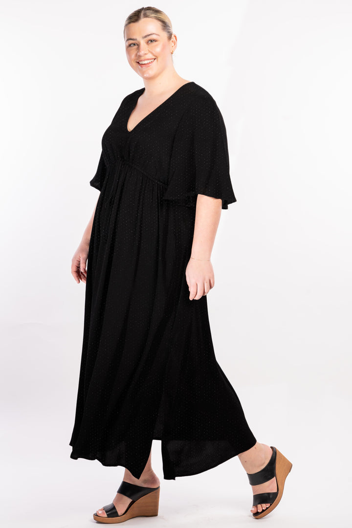 Fields Of Joy Maxi Dress - Black Dobby