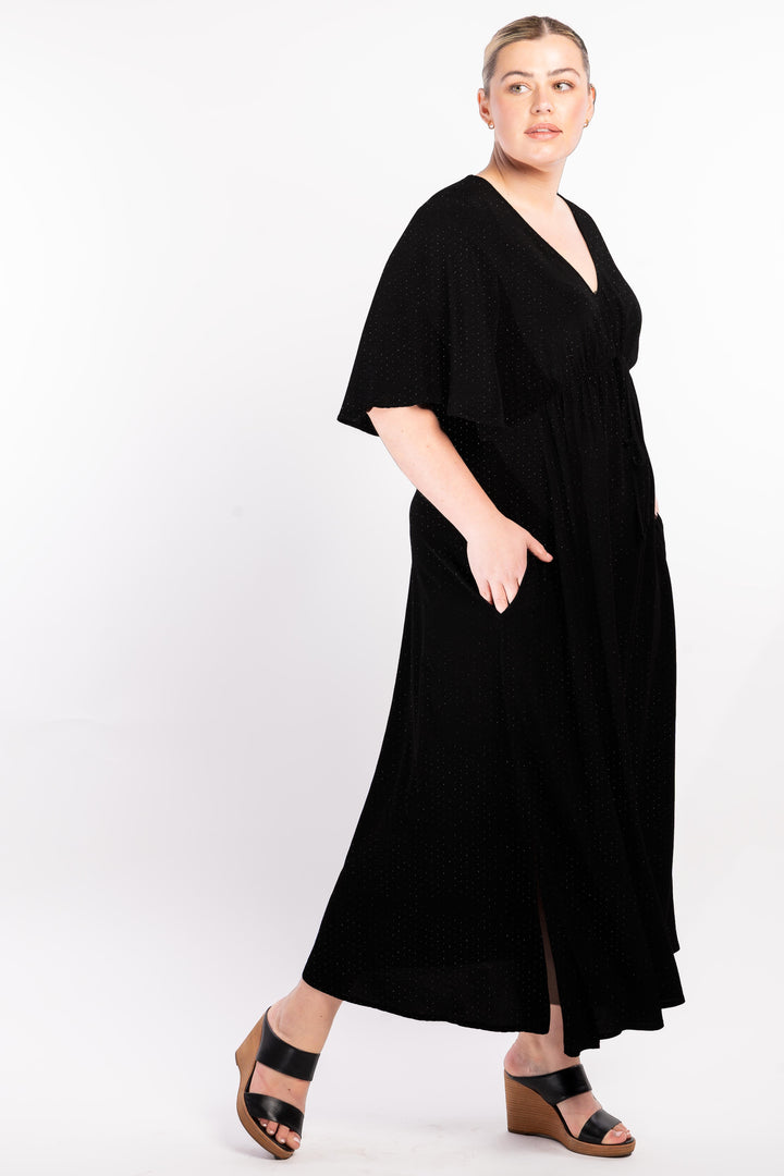 Fields Of Joy Maxi Dress - Black Dobby