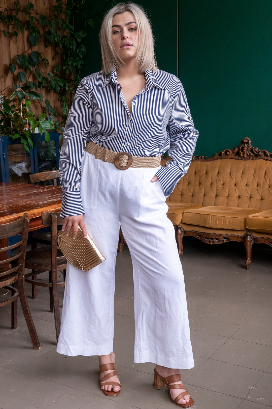 Here Comes The Sun Wide Leg Linen Pant - White