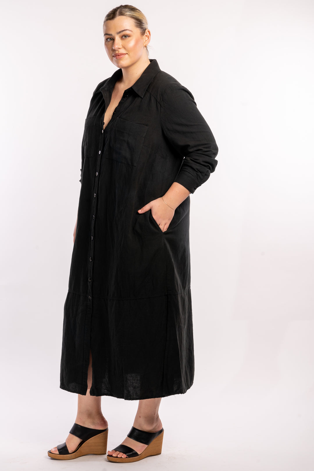 Sweet Dreams Linen Maxi Dress - Black