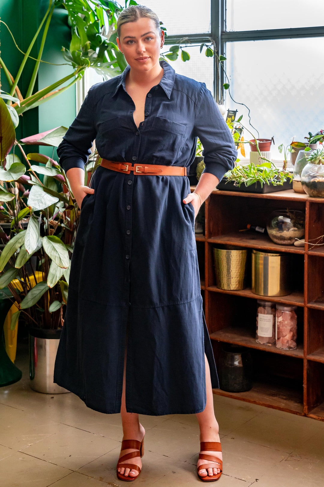 Sweet Dreams Linen Maxi Dress - Navy - Only available in XS & M