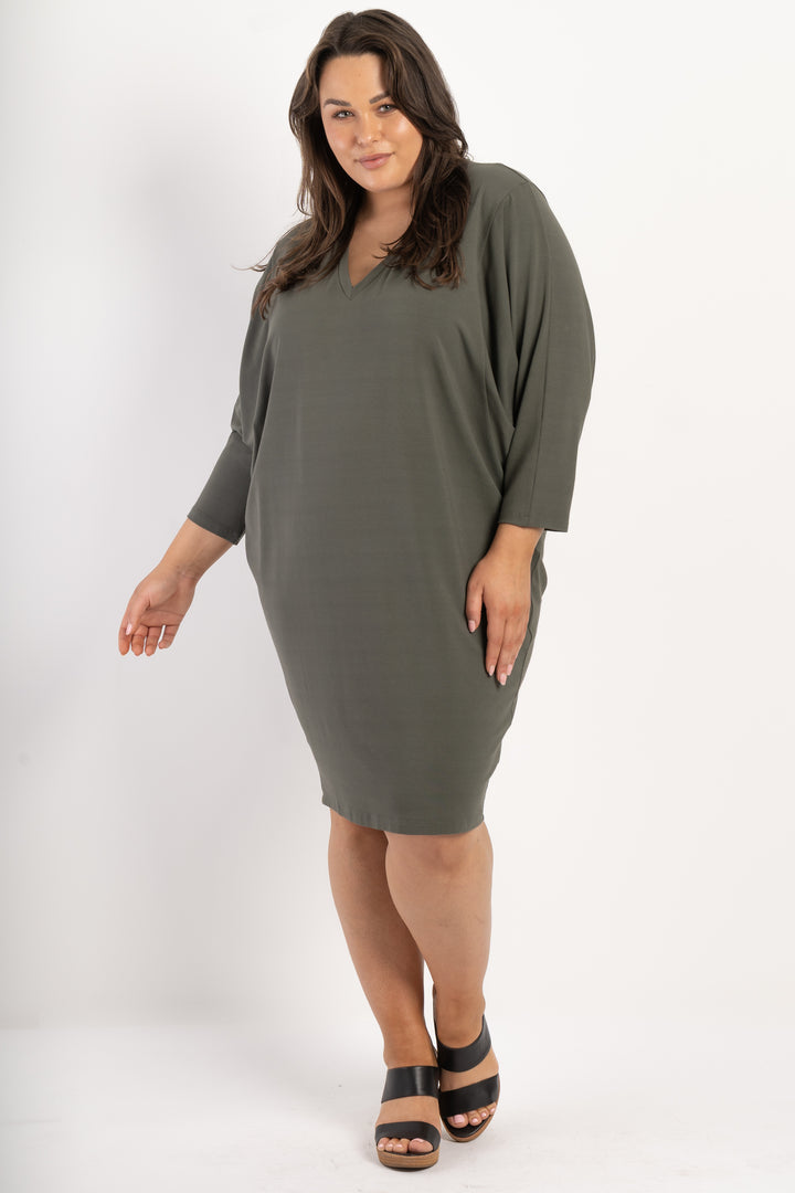 Rebel Yell Batwing Dress - Khaki